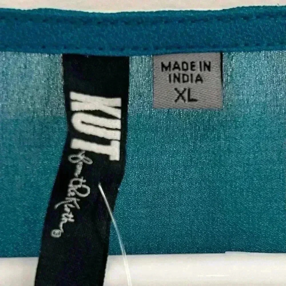 NWT KUT from the Kloth Women Blouse Sz XL Embellish Beaded Sheer Short Sleeve - Picture 3 of 10